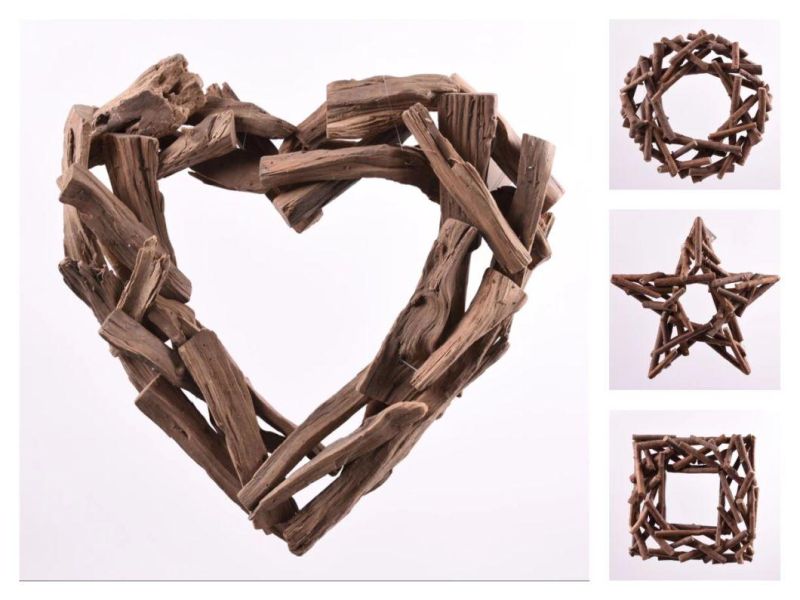 Factory Suppliers Fall Decoration Heart Shaped Wooden Wreath