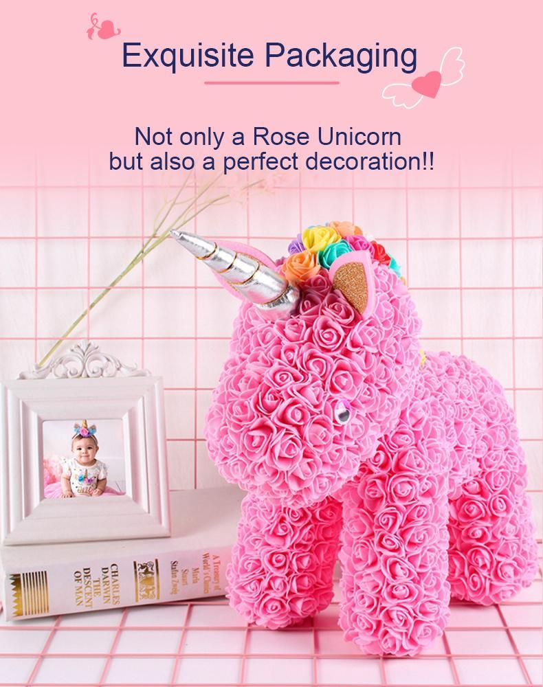 Wholesale Christmas Valentine′s Day Gift 40cm PE Unicorn Rose Bear
