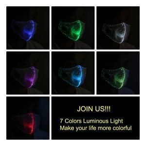 Cosplay Party Supplies Reusable 7 Colors Facial Masks LED Light Face Halloween Mask