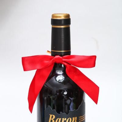 Manufacture Supplier Gift Packing Satin Ribbon Bow 1/8&quot; 16 mm Red Ribbon Bow with Wine Bottle