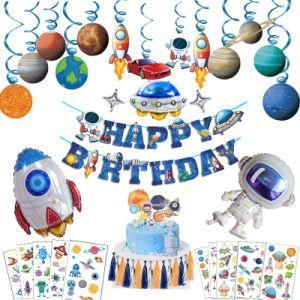 Astronaut Spaceship Rocket Balloon Children&prime;s Birthday Background Decorations
