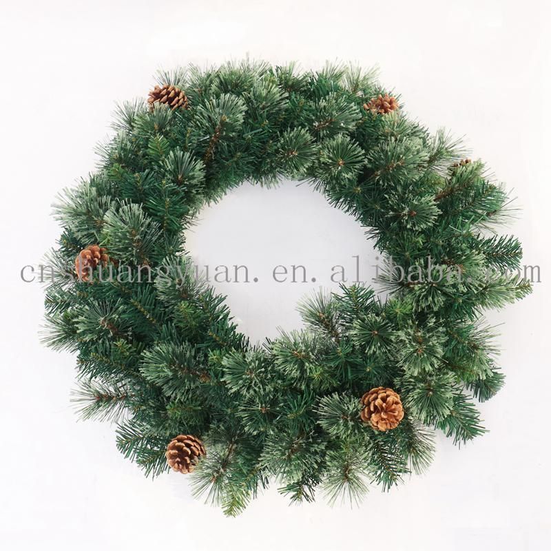 New Design Christmas Pine Needle with White Wreath for Holiday Wedding Party Decoration Supplies Hook Ornament Craft Gifts