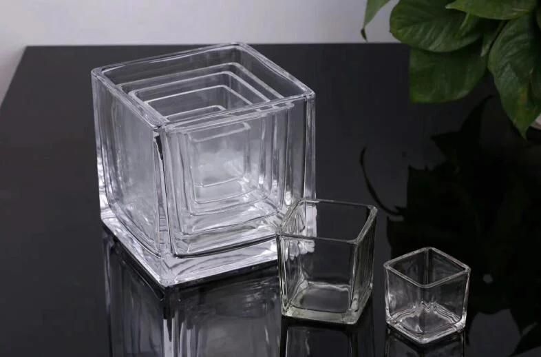 Hot Sale Gold Mercury Square Candle Glass Jar for Wedding Decoration