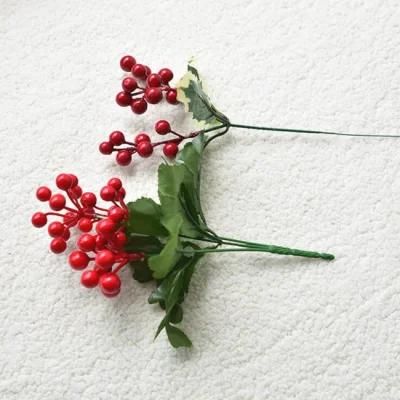 Plastic Artificial Flowers Red Berries Decorative Artificial Flower Ball