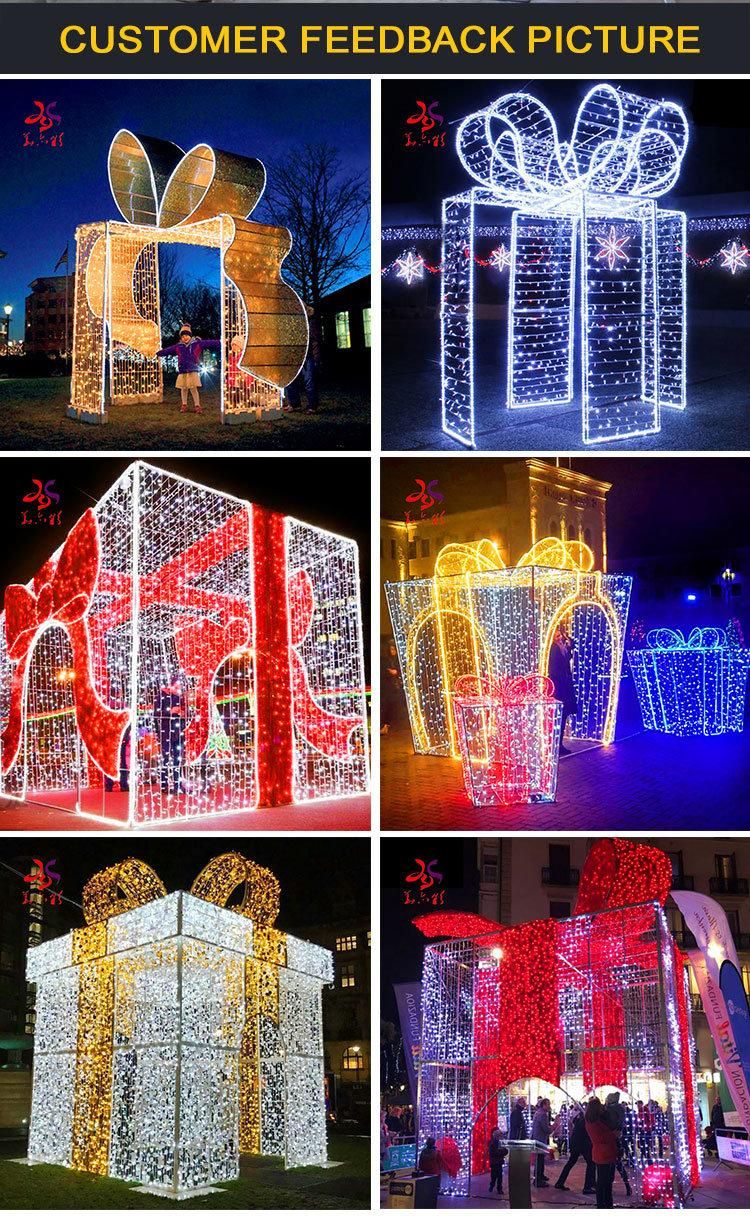 Shopping Centre Big Outdoor 3D LED Christmas Gift Box Motif Light