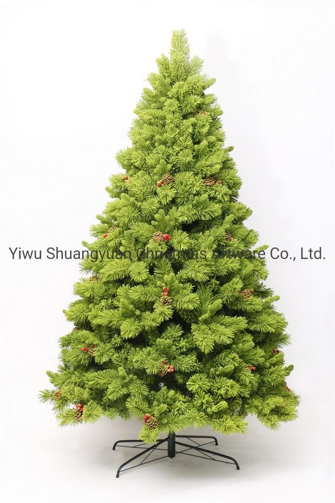 Green PVC & PE Mixed Christmas Tree with Ornaments Flocked 9′ Christmas Tree Decorations