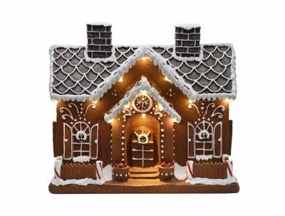 Christmas Cookie House with LED Lights Polyresin Christmas House Decoration with Music