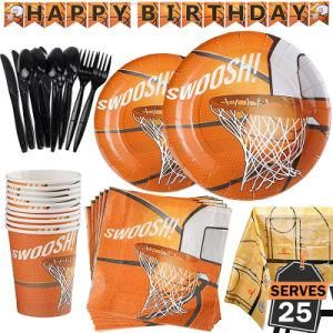 82PCS Basketball Theme Tableware Set Party Dinner Props Set