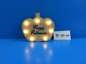 Wood Pumpkin with LED Light and Happy Halloween