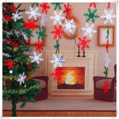 Red Green and White Felt Fake Snowflakes for Christmas Decoration