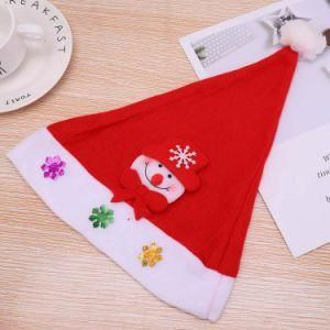 Promotional Red Color Customized Logo Eco-Friendly Fleece Santa Christmas Hat