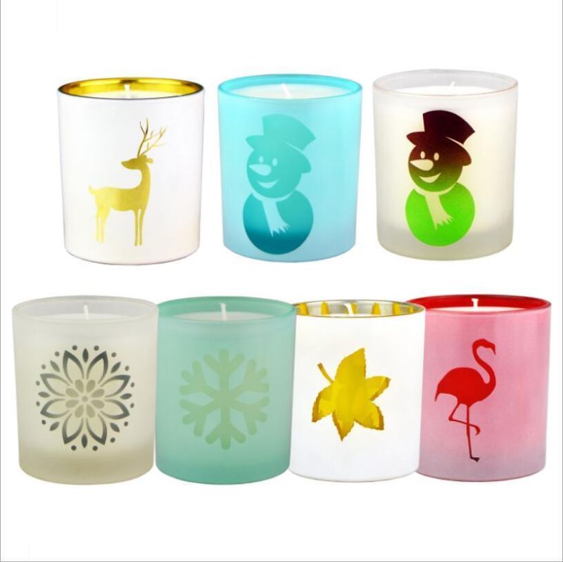 Cute Candle Holder Glass Jar Decorative Glass Tealight Candle Jar for Bathroom