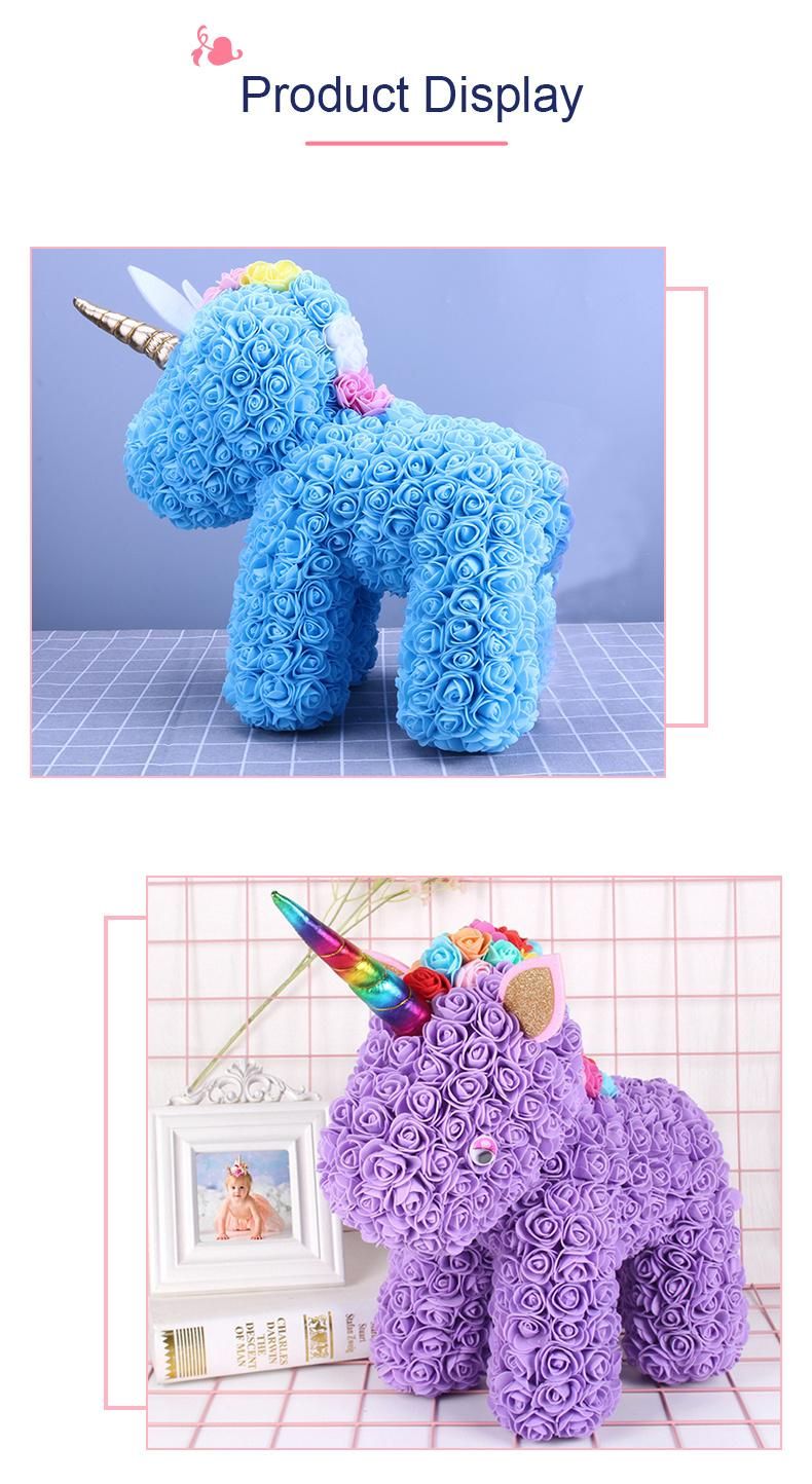 Standing Unicorn Rose Teddy Bear Large Multiple Colors