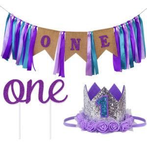 Baby&prime;s Girls First Birthday Banners Set Festival Decoration Party Supplies
