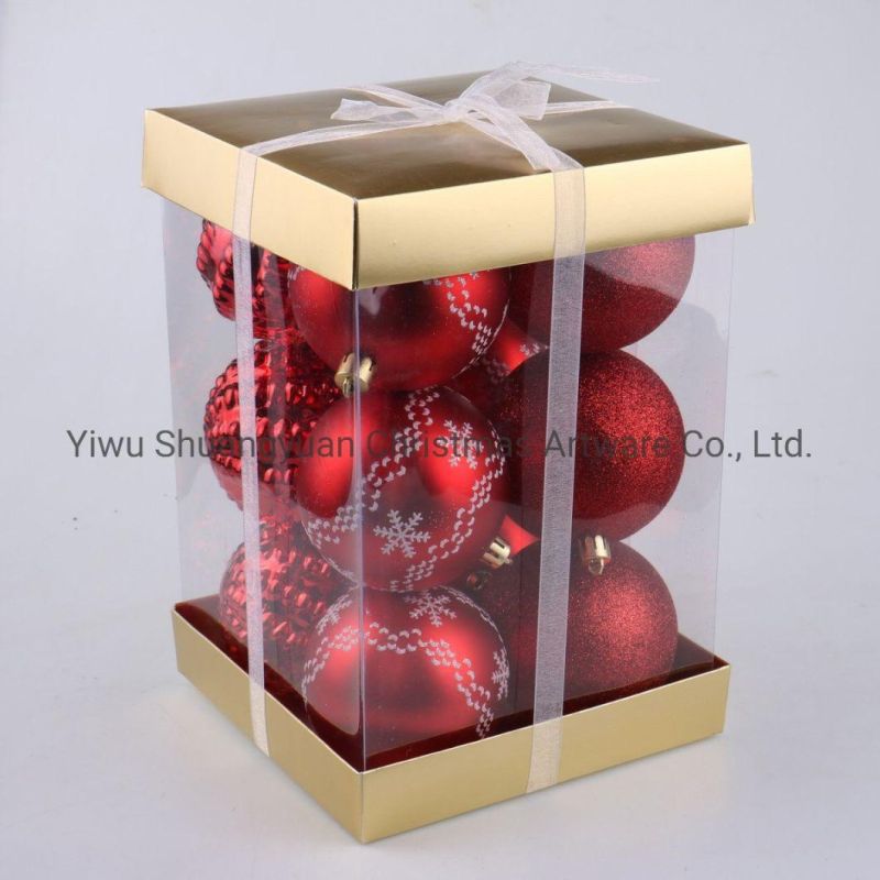 Luxury Packing 8cm Plastic Ball Christmas Ornaments Set