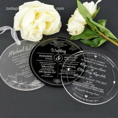 Custom Elegant Design Acrylic Round Wedding Invitations Cards
