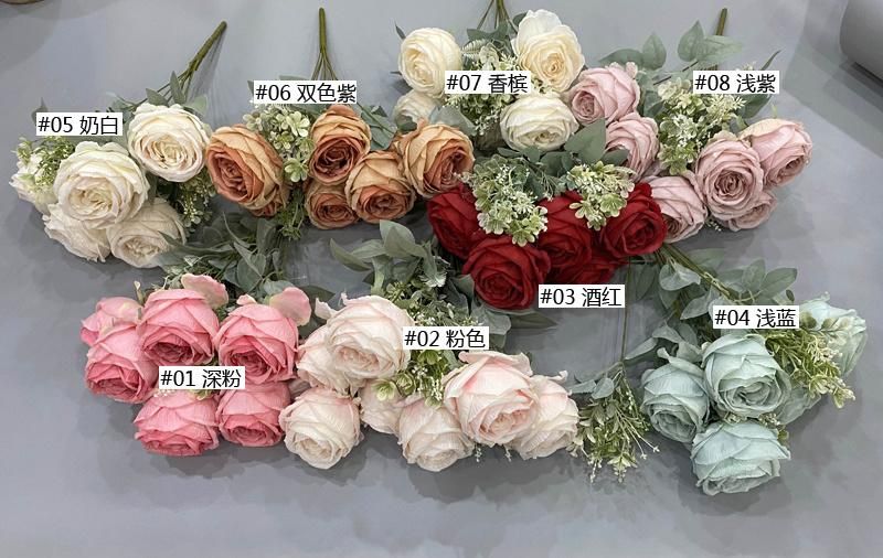 Good Quality Latest Fancy Designing Decorative Flower Artificial Decor Wedding Rose Bunches