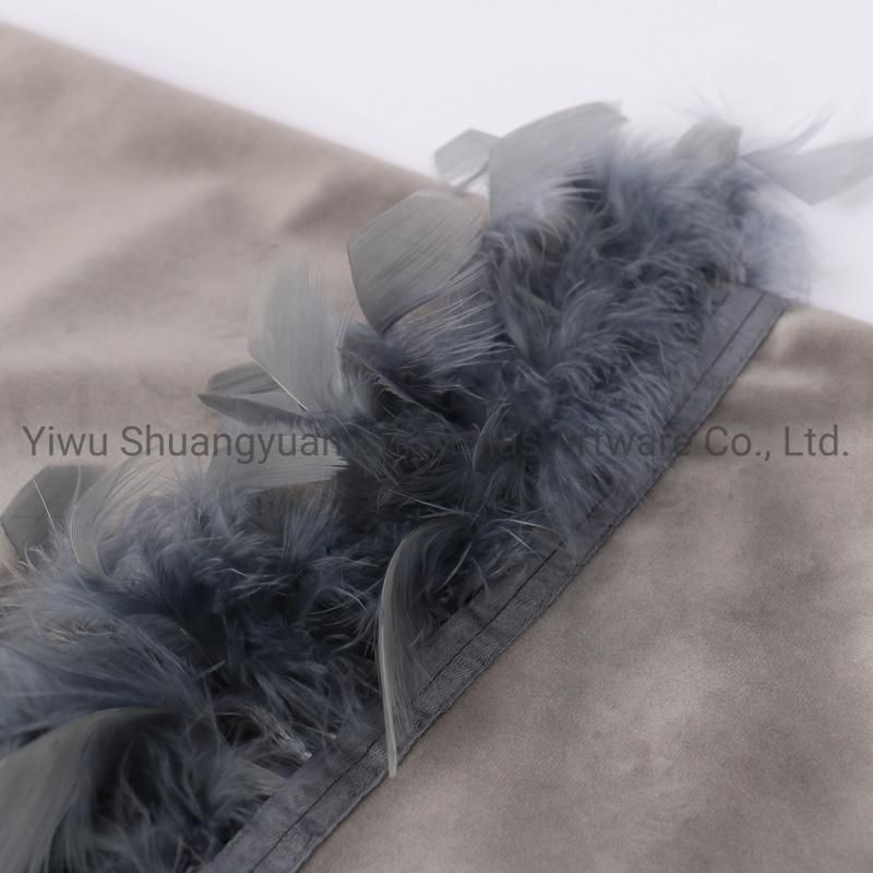 New Design Christmas Bolster Pillow with Feather for Holiday Wedding Party Home Decoration Hook Ornament Craft Gifts