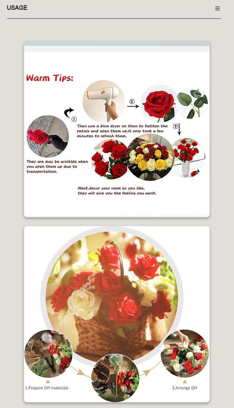 Wholesale Popular 8cm Rose Flower Head Silk Velvet Roses Cake Flower Silk Rose Heads