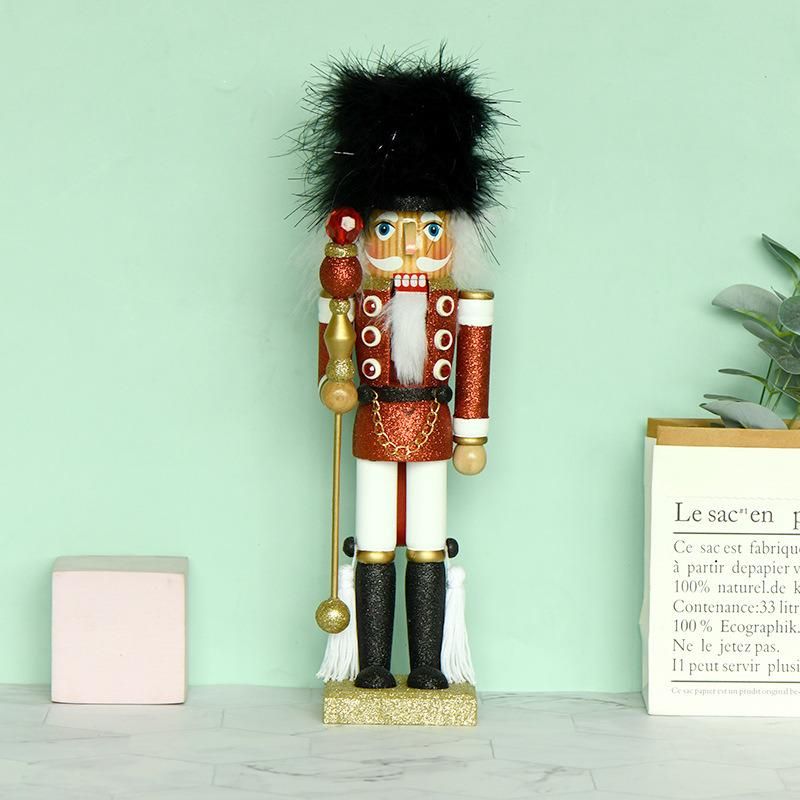 Christmas Wooden Crafts Home Decoration Hand-Painted Walnut Soldiers Kings Nutcracker
