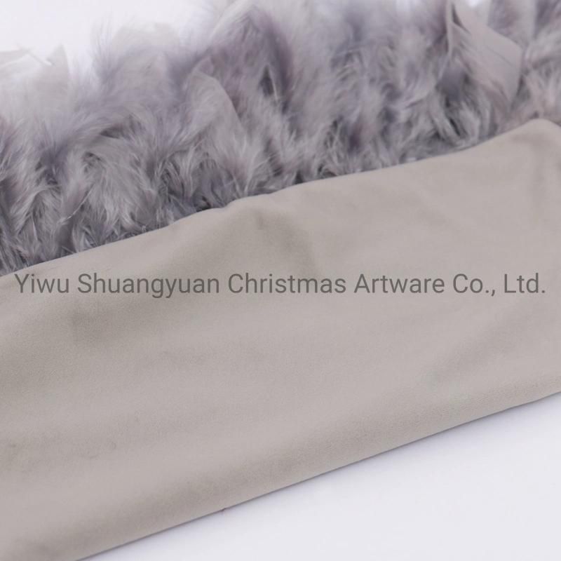 New Design Christmas Bolster Pillow with Feather for Holiday Wedding Party Home Decoration Hook Ornament Craft Gifts