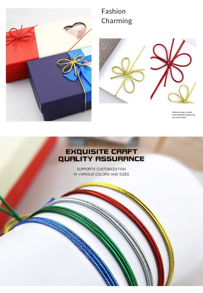 Customized 2mm Gold Elastic Cord Bow Rope for Gift Packaging
