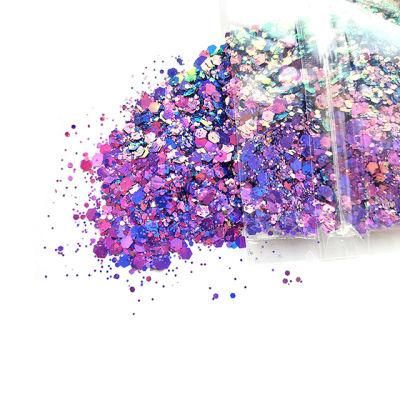 High Quality Christmas Chunky Mixed Glitter Powder Polyester Hexagon Chameleon Glitter