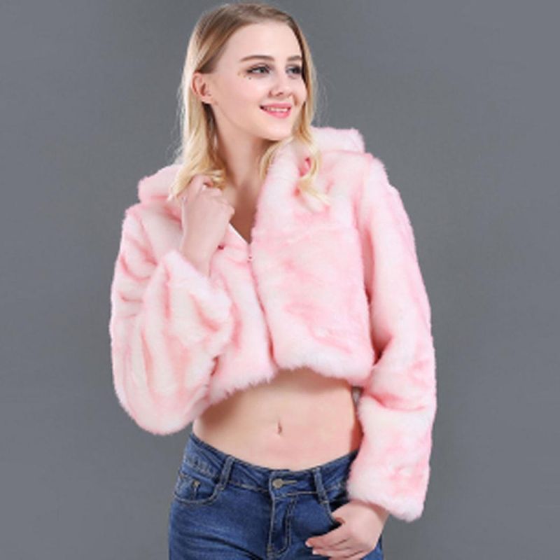 LED Coat, Hooded Jacke, Night Dress Rabbit Hair Pink Coat.