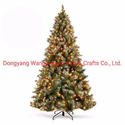 Dec. Metu LED Light Snow Christmas Tree Artificial Christmas Decoration with Christmas Cone and Red Berry