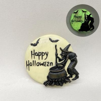 Resin Craft Glow in The Dark Halloween Witch Magnet for Holiday Fridge Decoration