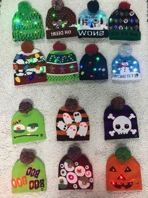 Customized LED Christmas Winter Warmer Knitted Beanie Hats