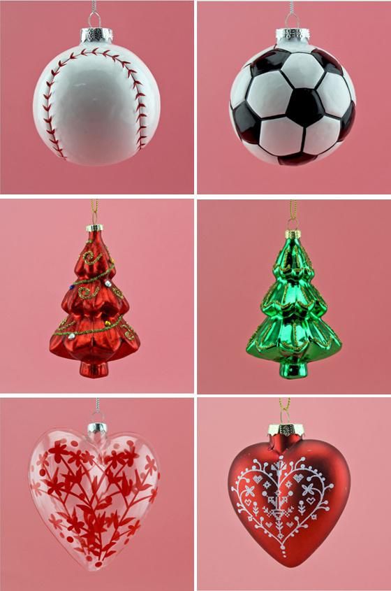 Different Shape Christmas Ornament Glass Tennis Football for Sport Club