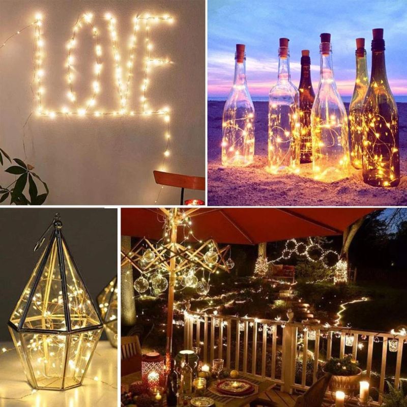 Solar String Lights LED Outdoor Garden Waterproof 2 Functions Christmas Day Decorative Copper Wire String Lights