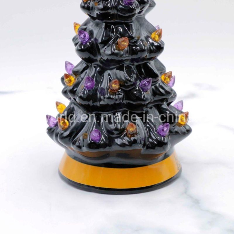 Hand-Painted Ceramic Hallowmas Home Decoration Gift with LED Light