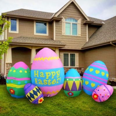 Giant Inflatable Easter Colorful Eggs Inflatable Egg for Lawn Garden Lighted up