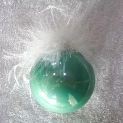 8cm Mint Green Pearl Light Plastic Christmas Balls with Feather