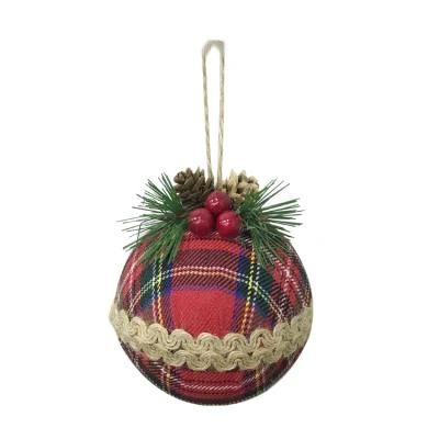 Wholesale Custom Hanging Balls Set Plaid Decoration Tree Ornaments Christmas Ball