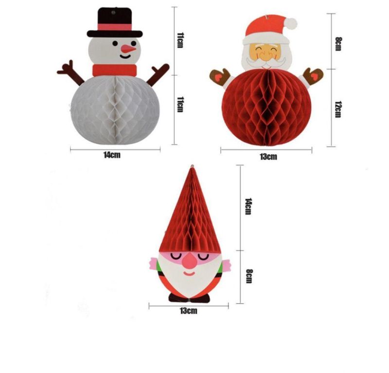 Wholesale Christmas 3D Decoration Pendant Honeycomb Pull Flower Ball Hang Flag Christmas Hat Christmas Book Bell Snowman Holiday Decoration High Quality Amazon