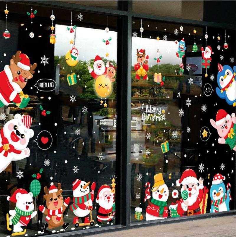 Christmas Shop Window Decorative Wall Glass Static Stickers