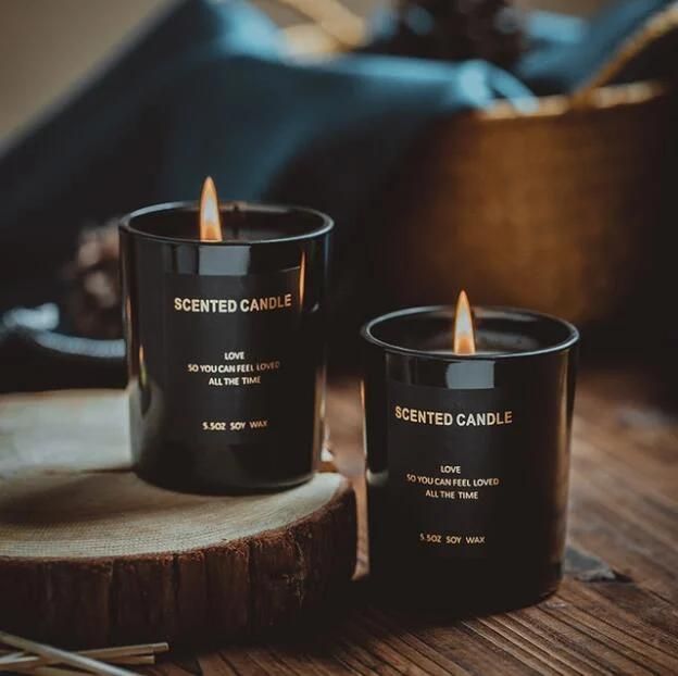 Luxury Custom Logo Aromatherapy Ccetned Candle Matte Black Candle Jar