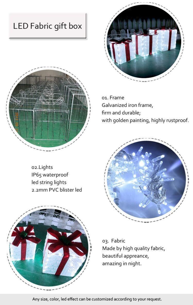 Outdoor Commercial Christmas Decoration Giant LED Motif Light Gift Box