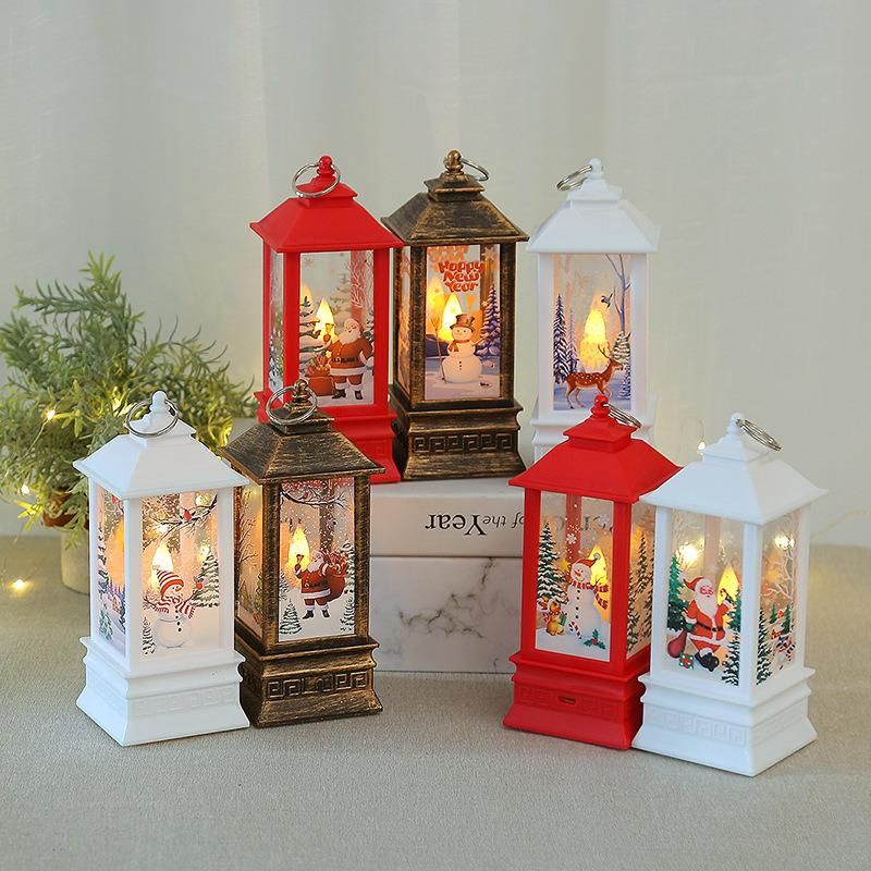 Christmas Decoration Home Lighted Christmas Santa Snowman Lantern with Battery Operate