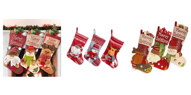 Christmas Socks Creative Christmas Ornaments Knitted 3D Striped Christmas Socks Big Candy Socks