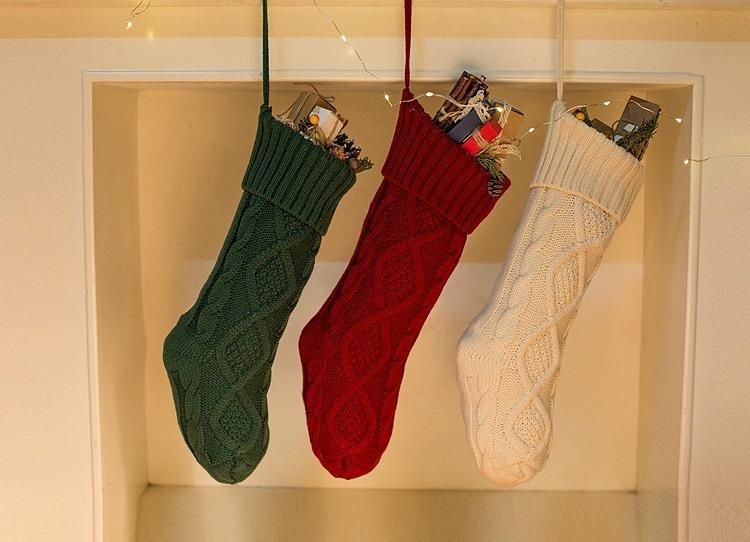 Large Size Knitted Socks for Christmas Gift Home Decoration Candy Bag Christmas Socks