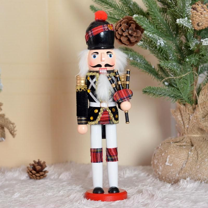 12 Inch Traditional Wooden Nutcracker, Festive Christmas Decor for Tables