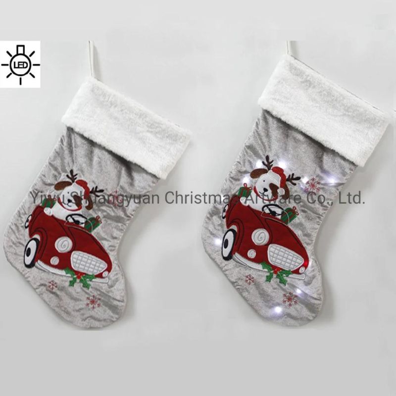 High Quality Christmas Stocking with LED Lights Candy Bags