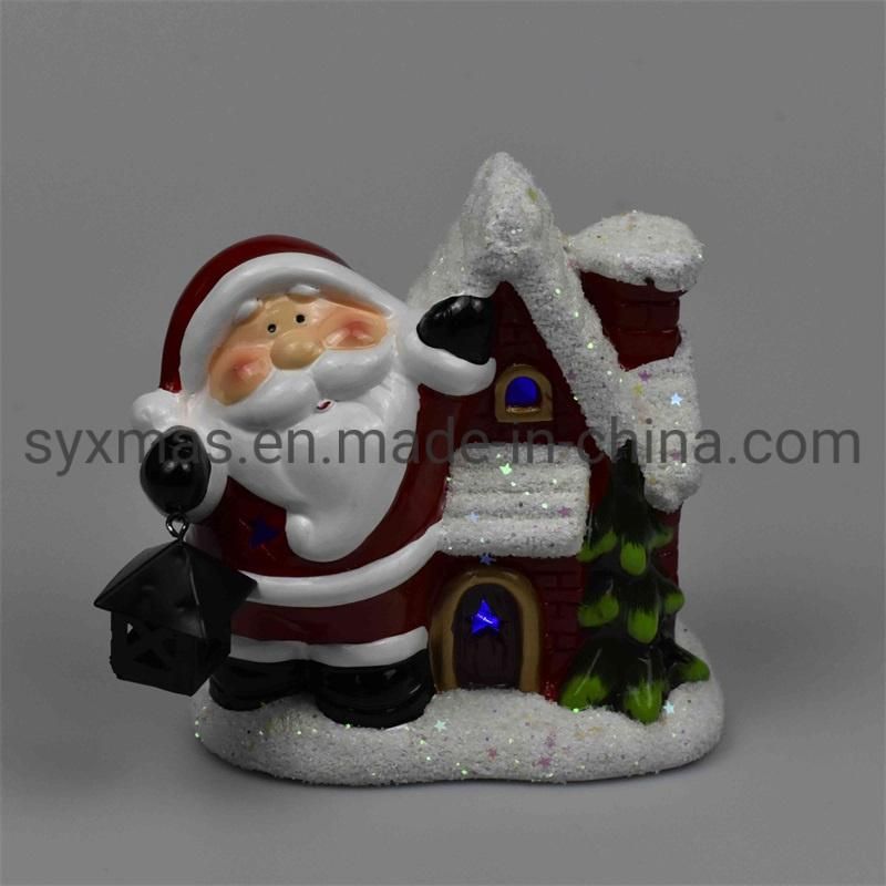 Export Ceramic Hand Painted All Ceramic Santa Decorations Gifts with LED Lights