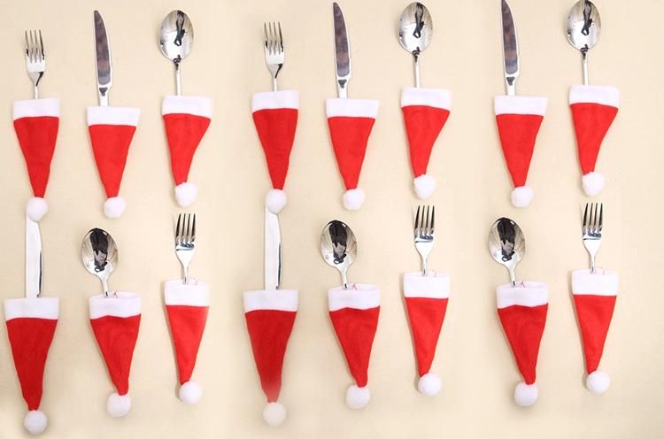 Tableware Holder Bag Christmas Hats Fork Sets Christmas Table Decorations