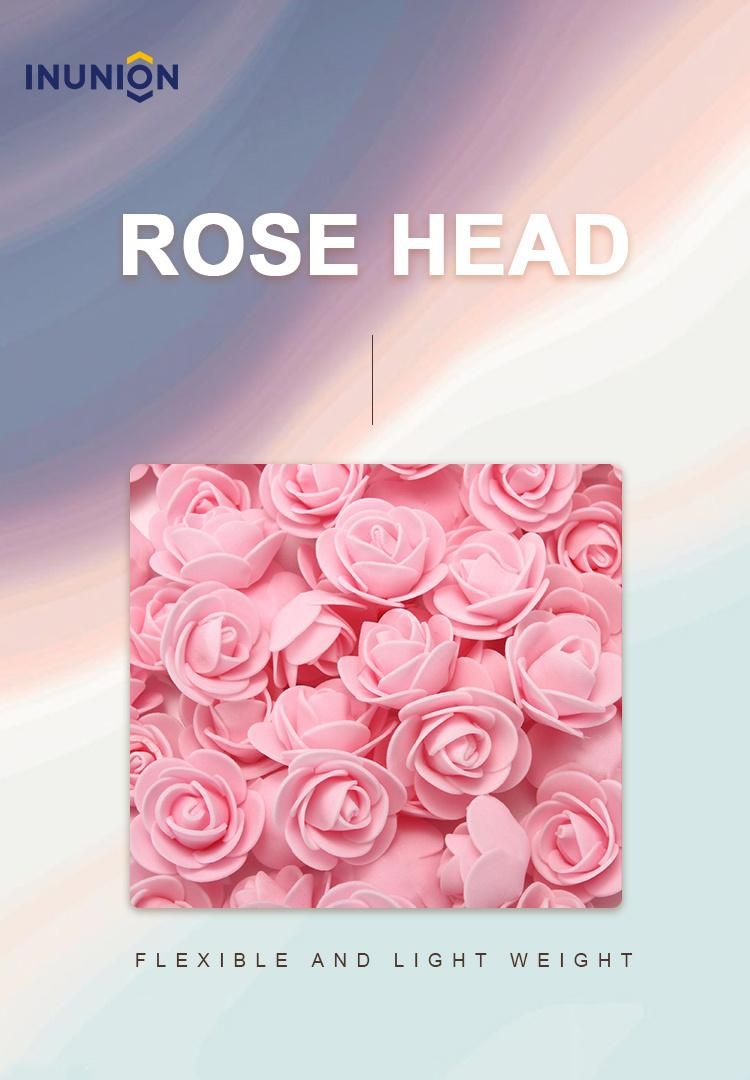 Colorful PU Material Decorative Artificial Flower Single Rose Shape Flower for Wedding Using Handmade Foam Rose Head