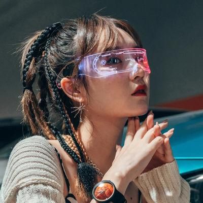 Cyberpunk Futuristic Technology Sense Camera LED Light Sci-Fi Luminous Glasses